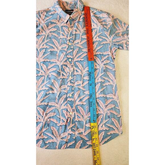 American Rag Reverse Print Tropical Banana Palm Floral Hawaiian Shirt Sz Small - Picture 3 of 9
